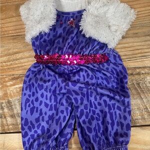 Build A Bear Workshop BABW Fur Vest Purple Spot Pantsuit Sequin Plush Accessory